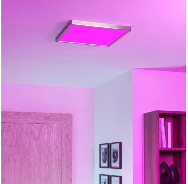 Eglo FUEVA-Z 901422-LED RGBW, plafonieră dimabilă cu sticlă fumurie, LED/17,8W/230V, 39x39cm, IP44, crom