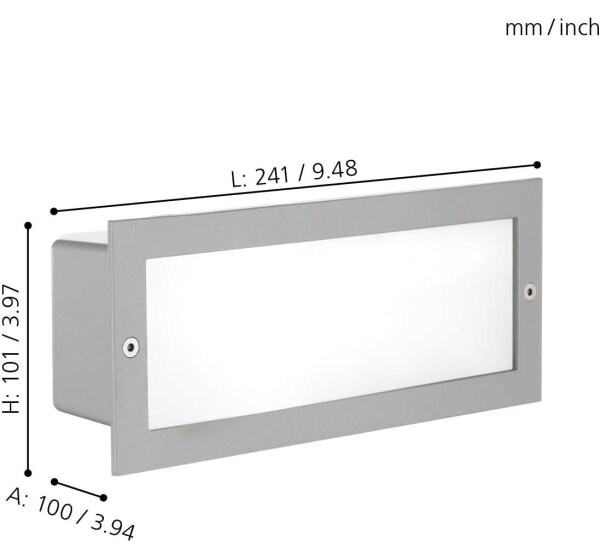 EGLO 88008 - Corp de iluminat încastrat pentru exterior ZIMBA, 1x E27/60W, argintiu/alb, IP44
