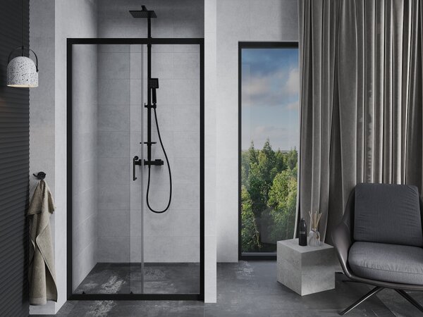 Mexen Apia, uşă glisantă în deschidere 90 x 190 cm, sticlă transparentă de 6 mm, profil negru, 845-090-000-70-00