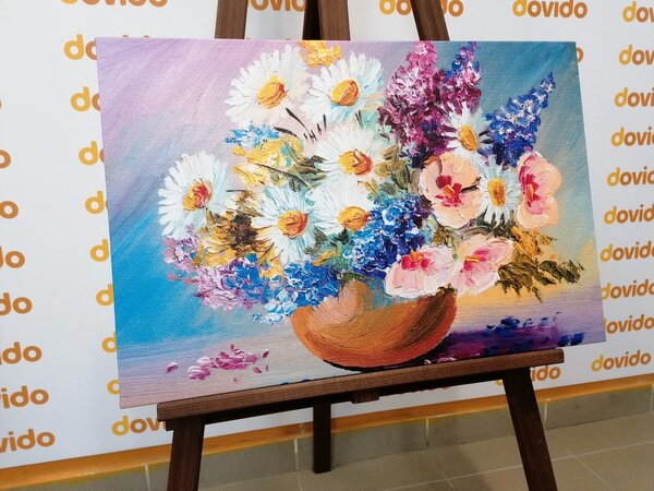 Tablou pictură în ulei florilor de vară