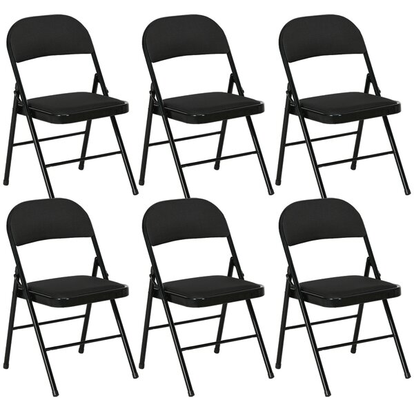 HOMCOM Set 6 Scaune Pliabile, Scaune Moderne cu Perne din Poliester pentru Acasă și Birou, 45x46x78 cm, Negru | Aosom Romania