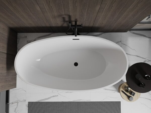 Mexen Bilbao, cadă de sine stătătoare 180 x 90 cm, alb-negru, preaplin negru mat, 51311809075-70