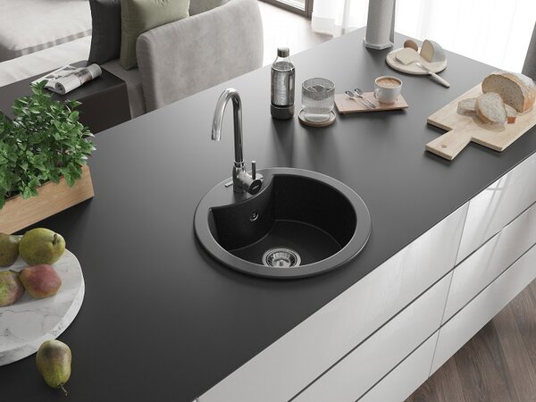 Mexen Diego - chiuveta granit 48,8x48,8cm, 1 camera, negru-argintiu, 6512481000-73