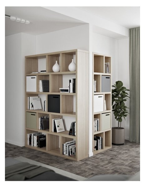 Bibliotecă în culoare naturală cu aspect de lemn de stejar 150x198 cm Berlin – TemaHome
