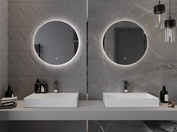 Mexen Erg Oglinda de baie rotunda cu iluminare din spate LED 60cm 6000K Pad de incalzire anti-ceata 9823-060-060-611-00