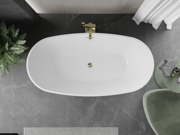 Mexen Eris, cadă de sine stătătoare 180 x 95 cm, alb, preaplin auriu strălucitor, 53441809500-50