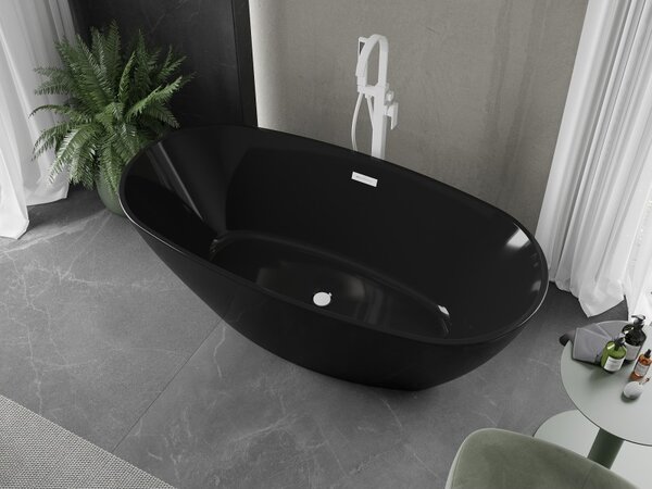 Mexen Eris, cadă de sine stătătoare 170 x 80 cm, negru, preaplin alb, 53441708070-20
