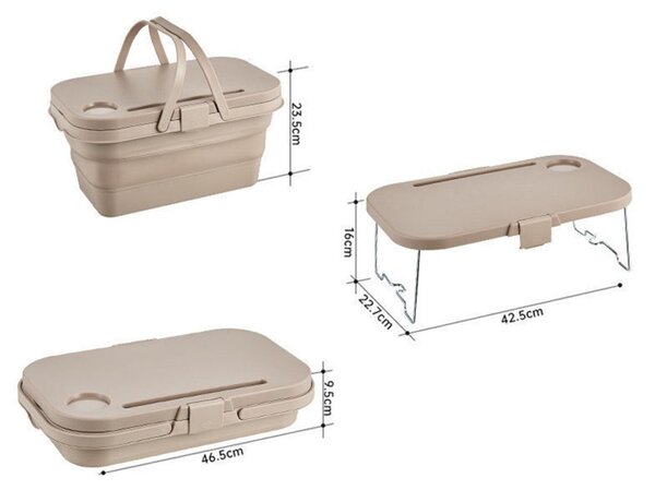 Cos de picnic pliabil TRIGO 3in1, gri