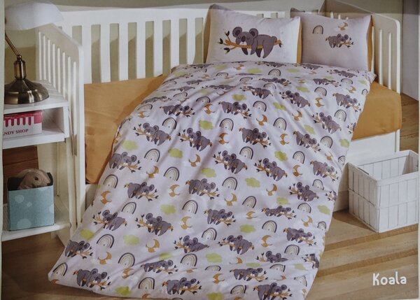 Lenjerie de pat pentru copii- model Koala bumbac ranforce, 4 piese