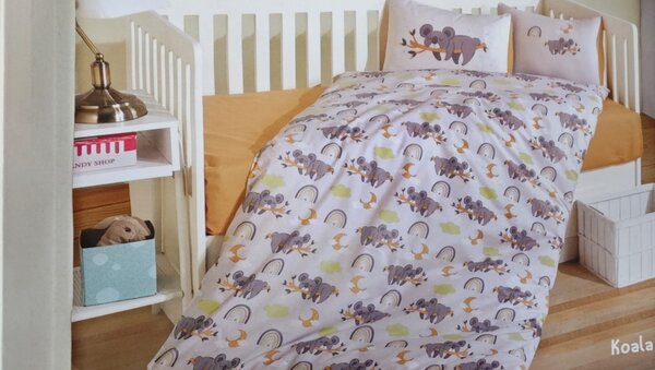 Lenjerie de pat pentru copii- model Koala bumbac ranforce, 4 piese