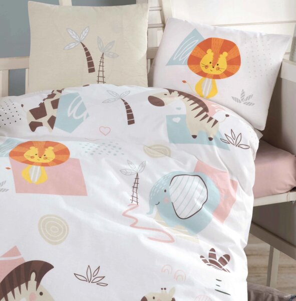Lenjerie de pat pentru copii- model Swet Zoo bumbac ranforce, 4 piese