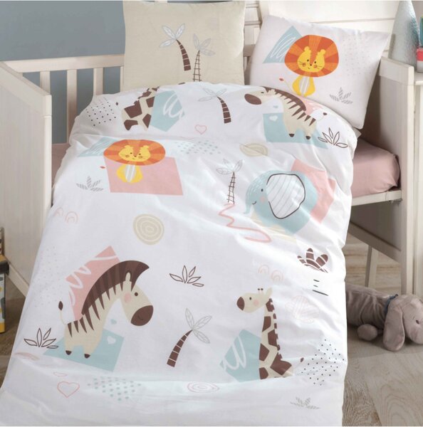 Lenjerie de pat pentru copii- model Swet Zoo bumbac ranforce, 4 piese
