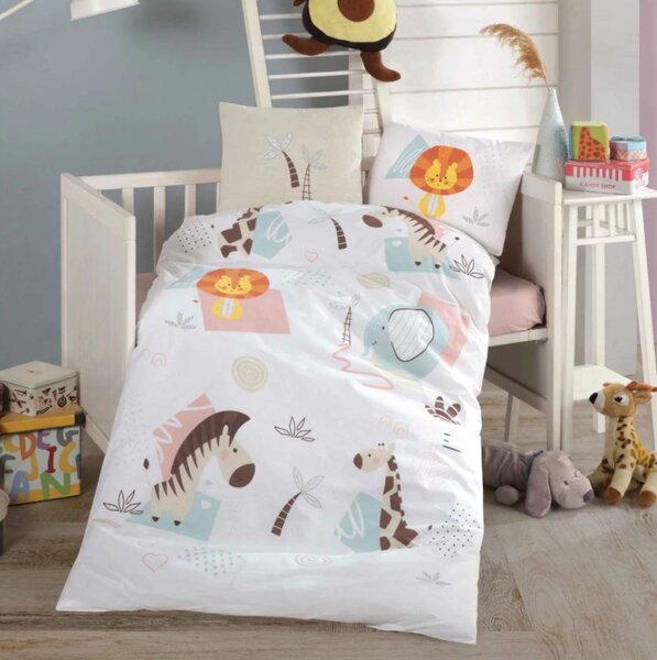 Lenjerie de pat pentru copii- model Swet Zoo bumbac ranforce, 4 piese