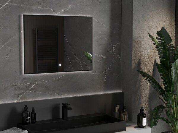 Mexen Erma, oglinda baie LED cu iluminare din spate si rama neagra 80x60 cm, 6000K, anti-aburire, 9814-080-060-611-70