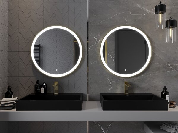 Mexen Esso Oglinda de baie rotunda cu iluminare din spate LED 70cm 6000K Pad de incalzire anti-ceata Rama aurie 9825-070-070-611-50