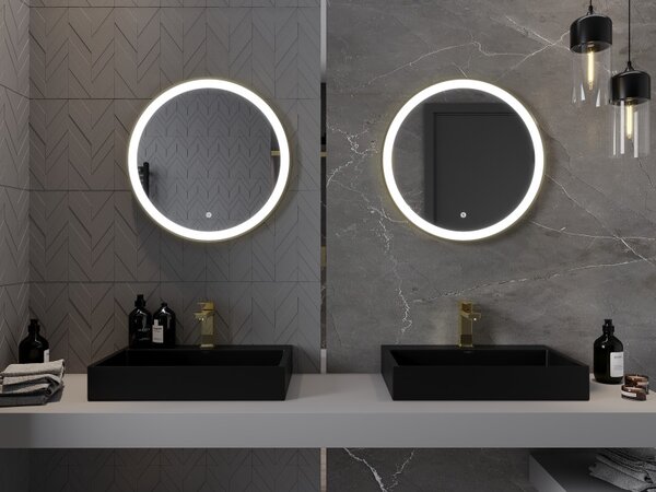 Mexen Esso Oglinda de baie rotunda cu iluminare din spate LED 60cm 6000K Pad de incalzire anti-ceata Rama aurie 9825-060-060-611-50