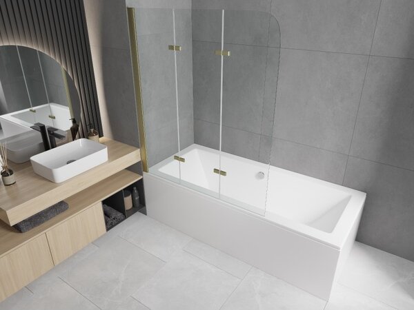 Mexen FELIX, paravan de baie, 3 aripi, 120 x 140 cm, auriu-transparent, 890-120-003-50-00