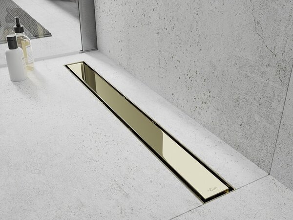 Mexen Flat 360°, canal de duș din oțel inoxidabil model M13 2 în 1 pentru pozarea gresie 50 cm, auriu lucios, 1510050-40