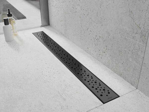 Mexen Flat 360°, canal de duș din oțel inoxidabil model M12 60 cm, negru mat, 1721060-40