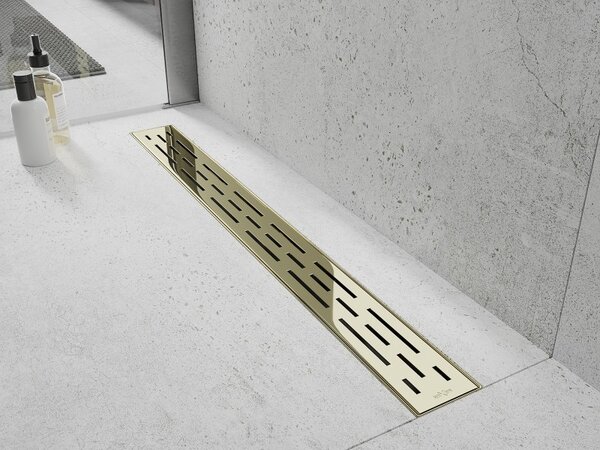 Mexen Flat 360°, canal de duș din oțel inoxidabil model M01 50 cm, auriu strălucitor, 1520050-40