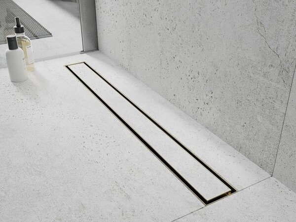 Mexen Flat 360°, canal de duș din oțel inoxidabil model M13 2 în 1 pentru pozarea gresie 50 cm, auriu lucios, 1510050-40
