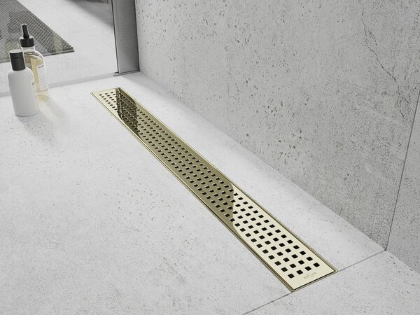 Mexen Flat 360°, canal de duș din oțel inoxidabil model M08 50 cm, auriu strălucitor, 1525050-40