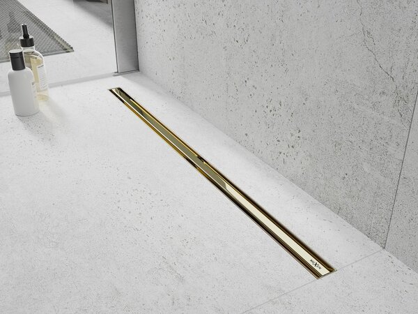 Rigolă de duș Mexen Flat 360° Slim 50 cm, auriu strălucitor, 1541050