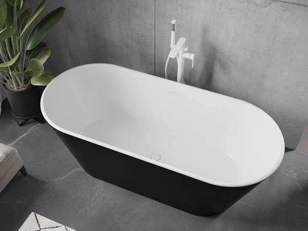 Mexen Flavia, cadă de sine stătătoare 150 x 75 cm, alb-negru, preaplin alb, 54031507575-20