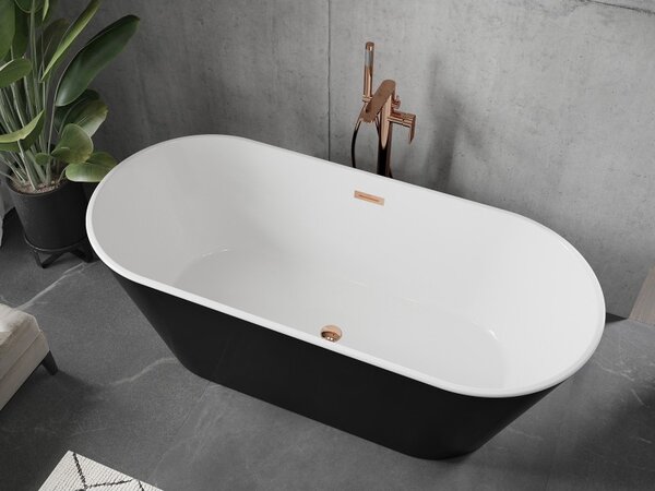 Mexen Flavia, cadă de sine stătătoare 150 x 75 cm, alb-negru, preaplin auriu roz, 54031507575-60