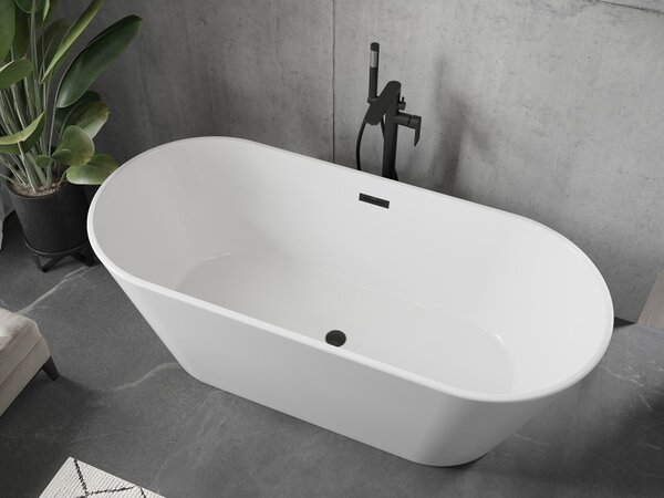 Mexen Flavia, cada de sine stătătoare 170 x 75 cm, alb, preaplin negru mat, 54031708000-70
