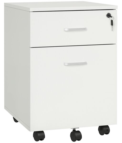 Vinsetto Dulap cu sertare, cu 2 Sertare și 5 Roti, Fiset Birou cu Încuietoare, Design Modern, Culoare Lemn | Aosom Romania