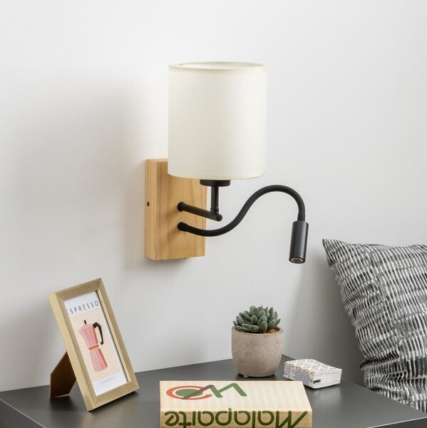 Lampă LED flexibilă de perete Brilagi NUBILA WOOD 1xE27/25W/230V + LED/3W stejar/negru/crem