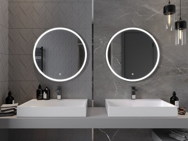 Mexen Gobi, oglinda LED rotunda pentru baie cu iluminare de fundal 70 cm, 6000K, anti-aburire, 9801-070-070-611-00