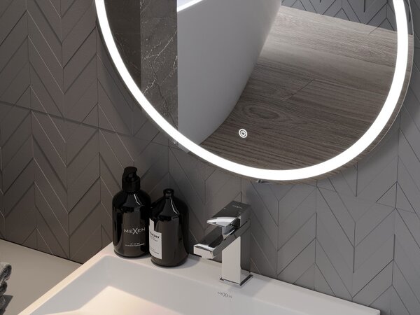 Mexen Gobi, oglinda LED rotunda pentru baie cu iluminare din spate 60 cm, 6000K, anti-aburire, 9801-060-060-611-00