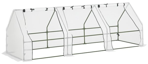 Outsunny Seră de Grădină Tip Tunel din PE pentru Cultivarea Plantelor și Florilor, cu Uși cu Fermoar, 270x90x90 cm, Alb | Aosom Romania
