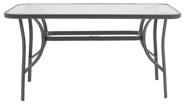 Masa de gradina, Model Ensure, culoare antracit, metal si sticla, 120x80x70 cm