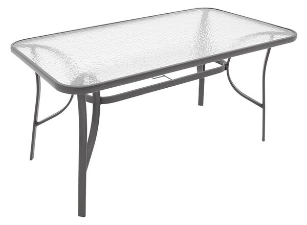 Masa de gradina, Model Ensure, culoare antracit, metal si sticla, 120x80x70 cm