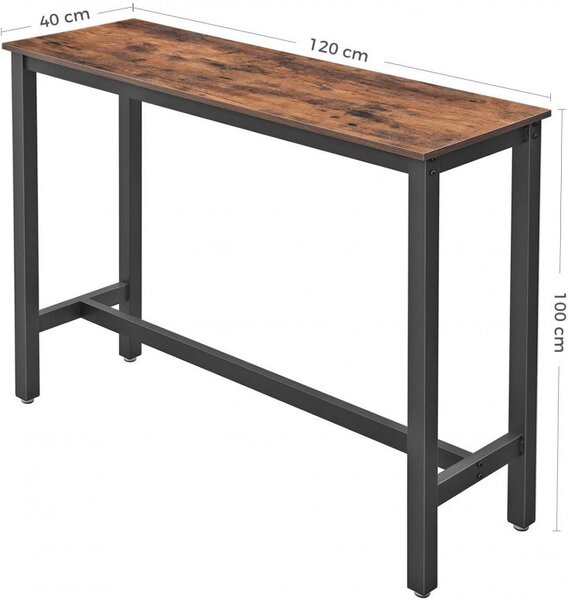 Masa Bar Model Cade, 120x40x100 cm, Maro Rustic/Negru