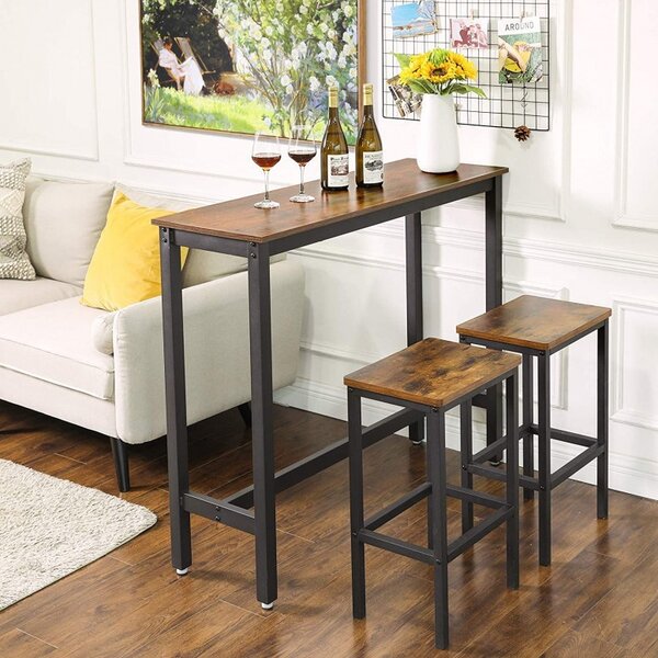 Masa Bar Model Cade, 120x40x100 cm, Maro Rustic/Negru