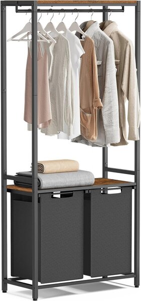 Cos de rufe, Vasagle, Maro-Negru, 73x33x175 cm