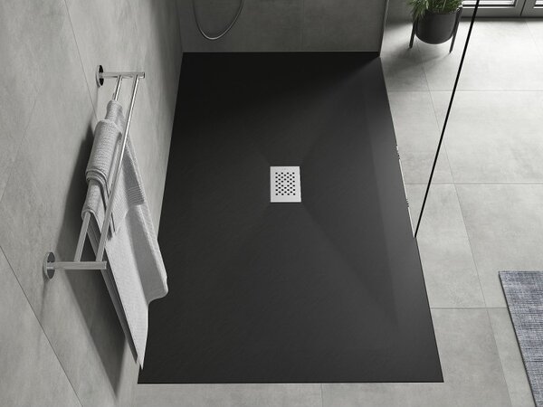 Mexen Hugo, cadă de duș dreptunghiulară SMC 200 x 100 cm, negru, capac din oțel, 42701020-X