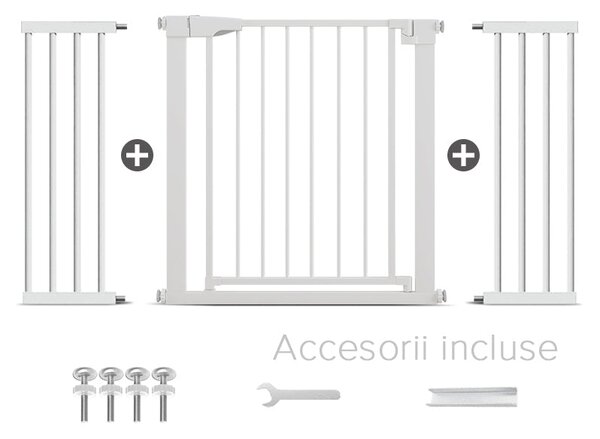 Poartă de Siguranță ECO 90° pentru Copii și Animale 76 x 132-138 cm, ALB
