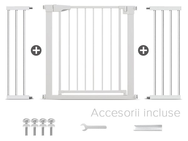 Poartă de Siguranță ECO 90° pentru Copii și Animale 76 x 125-131 cm, ALB