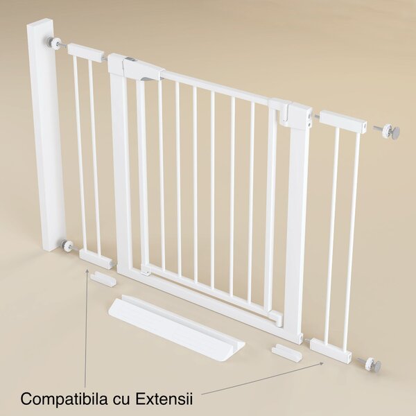 Poartă de Siguranță ECO 90° pentru Copii și Animale 76 x 97-103 cm, ALB