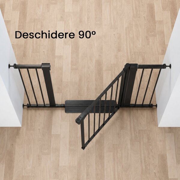 Poartă de Siguranță ECO 90° pentru Copii și Animale 76 x 83-89 cm, NEGRU