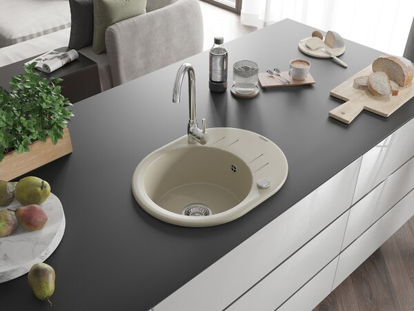 Mexen Kevin, chiuveta granit 586x458x190 mm, 1 camera, bej, 6517581005-69