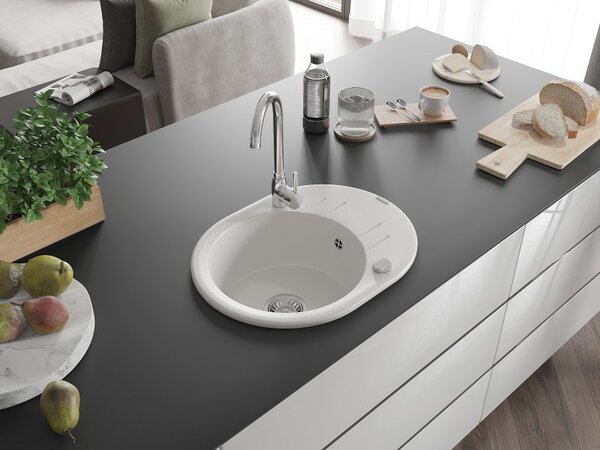 Mexen Kevin, chiuveta granit 586x458x190 mm, 1 camera, alb, 6517581005-20