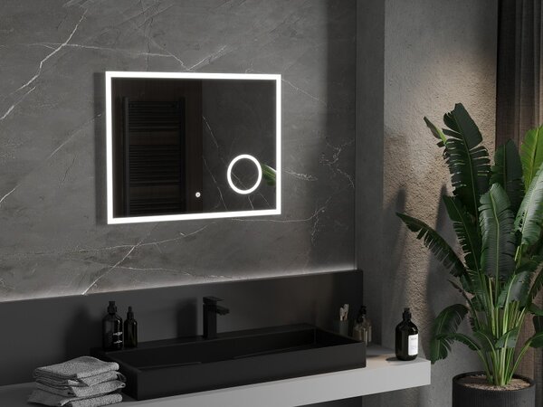 Mexen Kala, oglinda baie LED cu iluminare din spate si oglinda cosmetica 80 x 60 cm, 6000K, anti-aburire, 9820-080-060-611-00