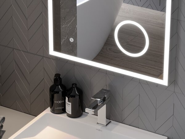 Mexen Kala, oglinda baie LED cu iluminare din spate si oglinda cosmetica 60 x 80 cm, 6000K, anti-aburire, 9820-060-080-611-00