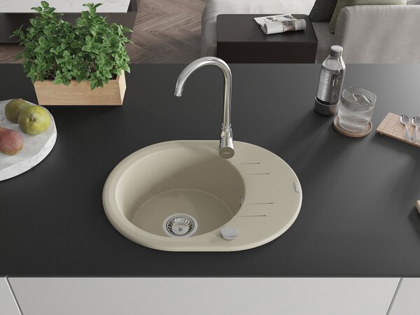 Mexen Kevin, chiuveta granit 586x458x190 mm, 1 camera, bej, 6517581005-69